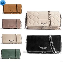 Evening Bags Fashion Genuine leather Luxury Designer Zadig Voltaire Shoulder bags Totes Pochette Rock Swing Your Wings bag womens mens gym Cross Body6