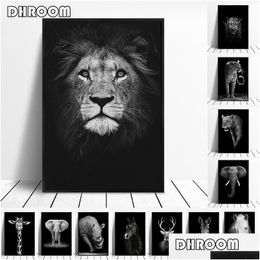 Paintings Canvas Painting Animal Wall Art Lion Elephant Deer Zebra Posters And Prints Pictures For Living Room Decoration Home Decor Dhje4