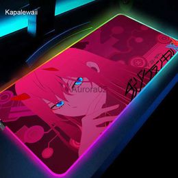 Mouse Pads Wrist Rests RGB Mouse Pad Gamer Large Mousepad Anime Zero Two XL Mouse Mat Darling in the FranXX 02 Carpet LED Rubber Keyboard Pads 50x100cm YQ231117