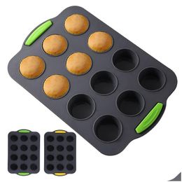 Baking Moulds Sile Round Cake Mold Mini Muffin Candle Soap Diy Cupcake Fondant Baking Pan Tray Mod Tool 12 Drop Delivery Home Garden K Dhkau