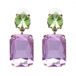 Dangle Earrings Classic Square Purple Crystal Pendant For Women European Style Fashion Big Rhinestone High Quality Jewelry