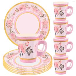 Dinnerware Sets 1 Set Of Tea Party Tableware Disposable Paper Plates Cups Cake Birthday