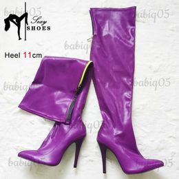 Boots Over-the-Knee Women Shoes Stiletto High Heels Thigh High Boots Ladies Party Shoes Back Zipper Pointed Toe Stretch Boots Size 46 T231117