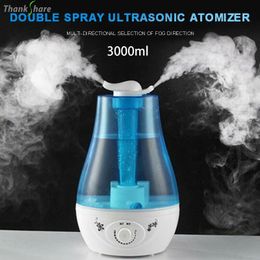 Other Home Garden 3000ML Ultrasonic Air Humidifier Double Sprayers Fog Mist Maker Essential Oil Diffuser 7 Colour LED Aroma Diffusor Aromatherapy 231116