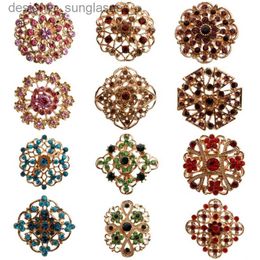 Pins Brooches Plated Crystal Rhinestones Small Bejeweled Brooch Pins for Wedding Bridal Party Round Bouquet DIY Rhinestone AccessoriesL231117