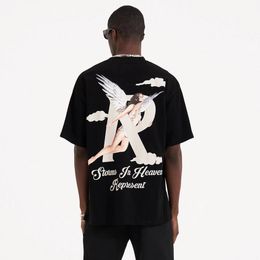 Correct Versions Men's T-Shirts FOG Angel Printed High Street Pure Cotton Light Luxury Men's and Women's Couple Loose T-shirt Tide