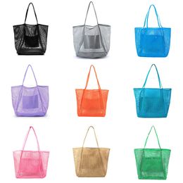 Tourism One-shoulder Mesh Simple Handbag for Men and Women Portable Beach Bag 230314