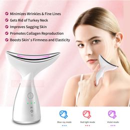 Face Massager Neck Face Beauty Device Face and Body Massage Ultrasonic Machine LED Pon Therapy Skin Tighten Wrinkle Remove Skin Care Tools 231116