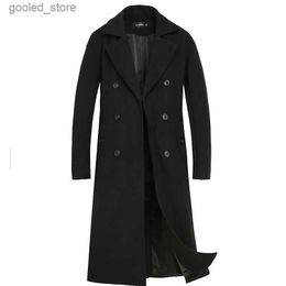 Men's Trench Coats New Fashion Coat Men Wool Coat Winter Warm Solid Long Trench Jacket Breasted Business Casual Overcoat Male Woolen Coat S-4XL Q231118