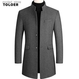 Men's Trench Coats 2023 Autumn Winter Men's Woollen Coat Mid Length Windbreaker Thicken Men Overcoat Business Casual Jacket Trench Coat Long Parka Q231118