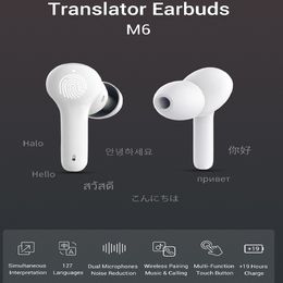 Cross-Border Hot Sale M6 Smart Bluetooth Translation Headphones Supports Multi-Country Translation of 127 Languages Bluetooth Headset