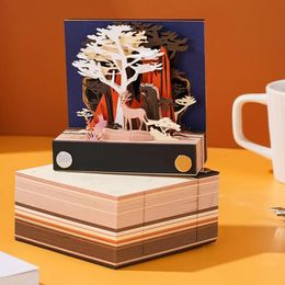 Calendar Beautiful Architectural Tile 3D Threedimensional Paper Carving Craft Notepad Home Decoration Ornament Art Sticky Notes 231116