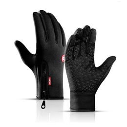 Sports Gloves Winter Cycling Womens Water Splash Warm Touch Screen Motorcycle Anti slip Ski Zipper Windproof Driving 231117