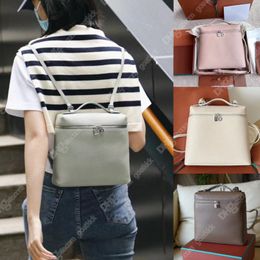 10A Designer Backpack Lp Luxury Women Lp Extra Pocket Pouch L23.5 Handbag Cowhide School Bag Genuine Leather Pink Grey Tote Bag with Lychee Marking