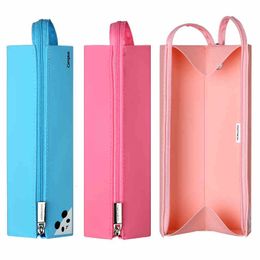 Pencil Bags 1pc Japan KOKUYO Campus Kids Silicone Pencil Case Square Pencil Case Large Capacity Stationery Pencil Case 230417