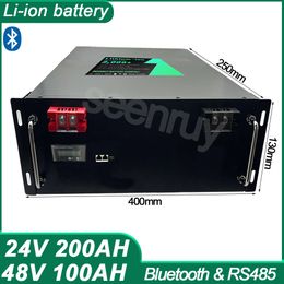 24V 200Ah 48V 100AH Li-ion With Charger Lithium polymer Battery Bluetooth APP BMS RS485 For UPS Inverter Solar Energy Storage
