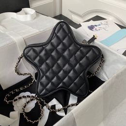 Borsa a mano Star alla moda con portafoglio di qualità a specchio nero Borse fresche per adolescenti Borsa a tracolla piccola in vera pelle per socialite con confezione regalo