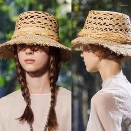 Wide Brim Hats Fashion Women Summer Sun Hat Natural Raffia Hollow Out Style Lady Handmade Beach Cap Straw Fedora Chapeu Feminino