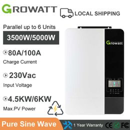 Growatt 3.5KW 5KW DC48V 230VAC Off-Grid Inverter Built MPPT 80A 100A Solar Charger Max PV 450Vdc with Parallel for Solar Panels