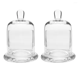 Storage Bottles 2 Sets Desktop Stand Glass Cup Clear Jars Cheese Dome Cake Ornament Base Globe Bell Jar