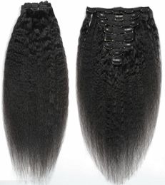 clip non trattata per capelli lisci afro crespi nelle estensioni dei capelli 120 grammi capelli umani mongoli clip nere naturali remy afro-americane2105218
