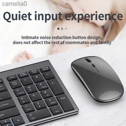 Keyboards Gray Bluetooth 5.0 2.4G Wireless Keyboard Mouse Combo Rechargeable Full Size Wireless Keyboard for Notebook LaptopL231117