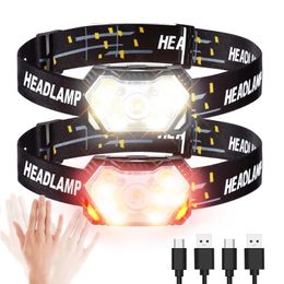 Headlamps 9 Led Strong Light Headlight USB Rechargeable Motion Sensor Portable Fishing Camping Outdoor Work Flashlight 231117