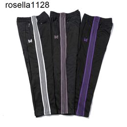 New 23ss 3 Colours Fashion brand Sweatpants Butterfly Embroidered Side Stripe Men Women Long Pants Drawstring Pants