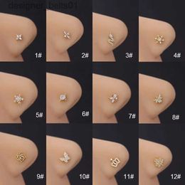 Stud 1PC 20G Stainless Steel L Shaped Nose Studs Nose Ring for Women Fashion Snake Butterfly CZ Nose Stud Screw Nose Piercing JewelryL231117