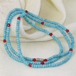 Strand Long Multilayer 4rows Magnetic Clasps Blue Turquoises Calaite Stone 2 4mm Faceted Abacus Rondelle Beads Bracelets Jewellery B2765