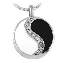 Pendant Necklaces Crystal Yin Yang Round Cremation Jewelry Memorial Ashes Urn Keepsake Fill Kit 20 Inch Chain