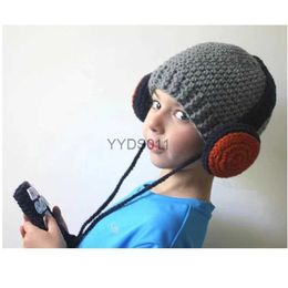 Beanie/Skull Caps Warm Crocheted Baby Earphone Hats Girl Handmade Knitted Braid Beanie Boy Child Headphone Caps Unisex Funny Christmas Gifts YG152 YQ231117