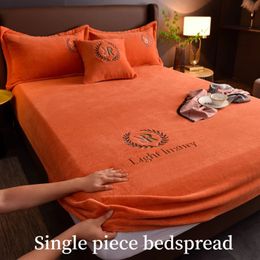 Sheets sets Elastic Velvet Bed Cover Winter Warm Soft Bed Sheet Mattress Cover Thicken Non-slip Bed Sheet for Single Double King Queen Bed 231116