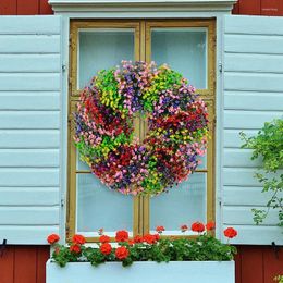 Decorative Flowers Colorful Spring Wreath Farmhouse Cottage Artificial Decor For Front Door Wall Wedding Home D Q3T7