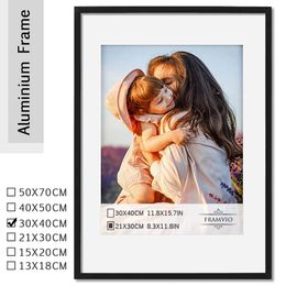 Frames Picture Po Frame Metal 30x40 40X50 50x70cm Black for Poster Wall Art Display With Mat Plexiglass Painting Gallery Home Decor 230417