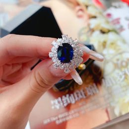 Flower Sapphire Zircon Finger Ring White Gold Filled Party Wedding Band Rings For Women Bridal Promise Engagement Je 263