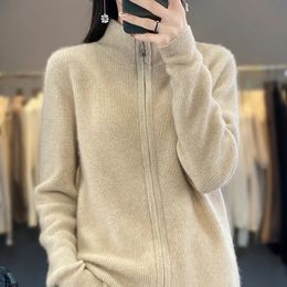 Women's Sweaters Tailor Sheep Women's Merino Wool Cardigans Zippers Sweater Autumn Winter Knitted Single Breasted Solid Color Bottom Tops 231117