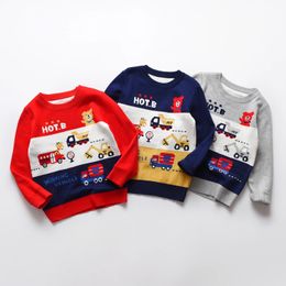 Pullover Children Clothing Sweater Boys Autumn Double layer Knitting Winter Car Long Sleeve 231116