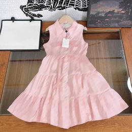 23ss Chiffon Dresses Sleeveless dresses girls Dress kids designer clothes Princess dress letter jacquard skirt big Girls shirt skirts kids clothes