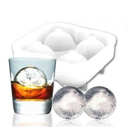 High quality Ice Balls Maker Utensils Gadgets Mold 4 Cell Whiskey Cocktail Premium Round Spheres Bar Kitchen Party Tools Tray Cube235y