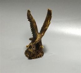 Arts and Crafts SHUN Crafts Copper Bronze Brass China exquisite brass Eagle and snakes small statue307U6781278