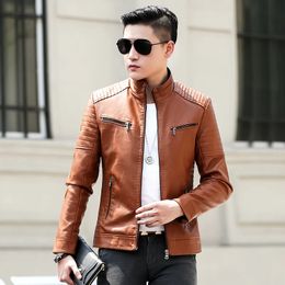 Men's Jackets brand Coat Men Casual Biker Zipper Male Leather Jacket Brand Slim Fit Motorcycle 231116