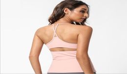2055 Women Sports Bra Skin friendly Nude Yoga Workout outfit Indoor Sport Vest Padded Tankd Tops Stereo Chest Underwear Fitness Running Activewear3860208