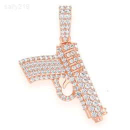 Hip Hop Iced Out Wholesale Diamond Customised Design 10K Rose Gold Mens Pendant Latest Factory Price Cheap Hip Hop Gun Pendant