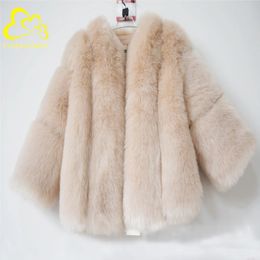 Women's Fur Faux Fur S-4XL Mink Women Winter Top Fashion Pink Fake Faux Fox Fur Coat Elegant Thick Warm Outerwear Jacket 231117