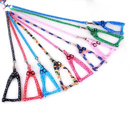 Epacket Dog Harness Leashes Nylon Printed Adjustable Pet Collar Puppy Cat Animals Accessories Necklace Rope Tie32052245435