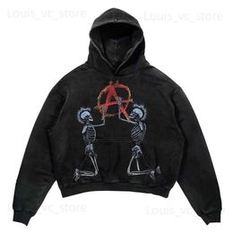 Men's Hoodies Sweatshirts Retro American Personalized Street Skull Print INS Harajuku Street Apparel Hoodie Men Loose Spring Fashion Sweatshirt Women Top T231117