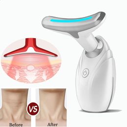 Face Massager EMS Neck Skin Lifting Tighten Massager Electric Microcurrent Ion Warm Vibration Wrinkle Remover LED Pon Face Beauty Device 231116
