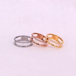 Cluster Rings Hollow Double Layer 21 Micro Diamond Couple Korean Fashion Titanium Steel Gold Plated Index Finger Ring