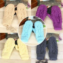 Five Fingers Gloves 1pair Women's Winter Mittens Women Fingerless Knitted Female Arm Warmer